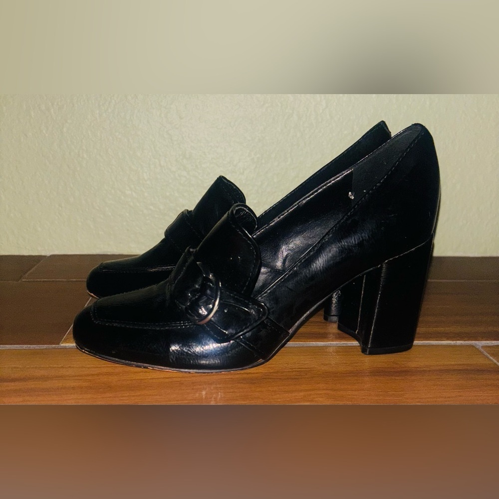 Marc Fisher Caila Black Slip On 3” Heeled Loafer Dress Shoes Size: 8